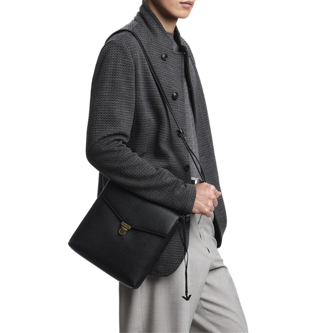 Emporio Armani Grey Blazer With 3D Motif