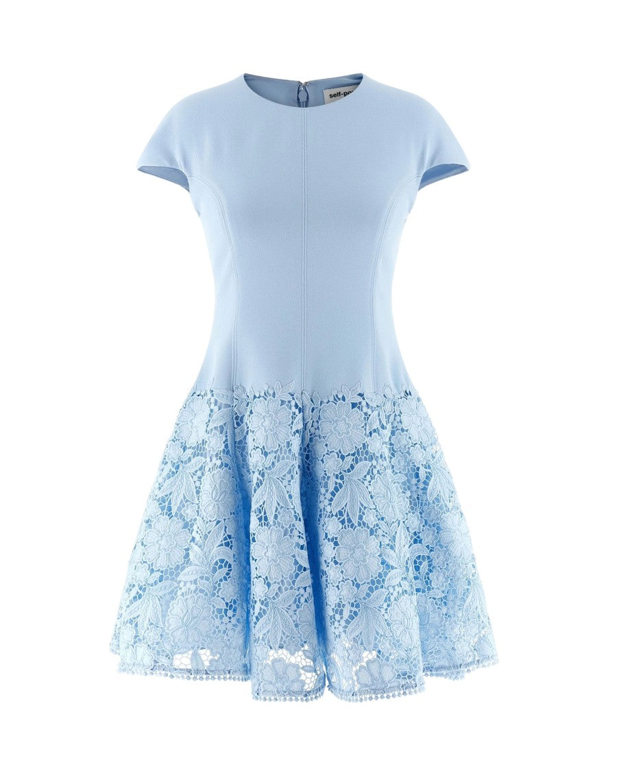 Self-Portrait Women's Crepe Mini Dress With Lace β Blue β M