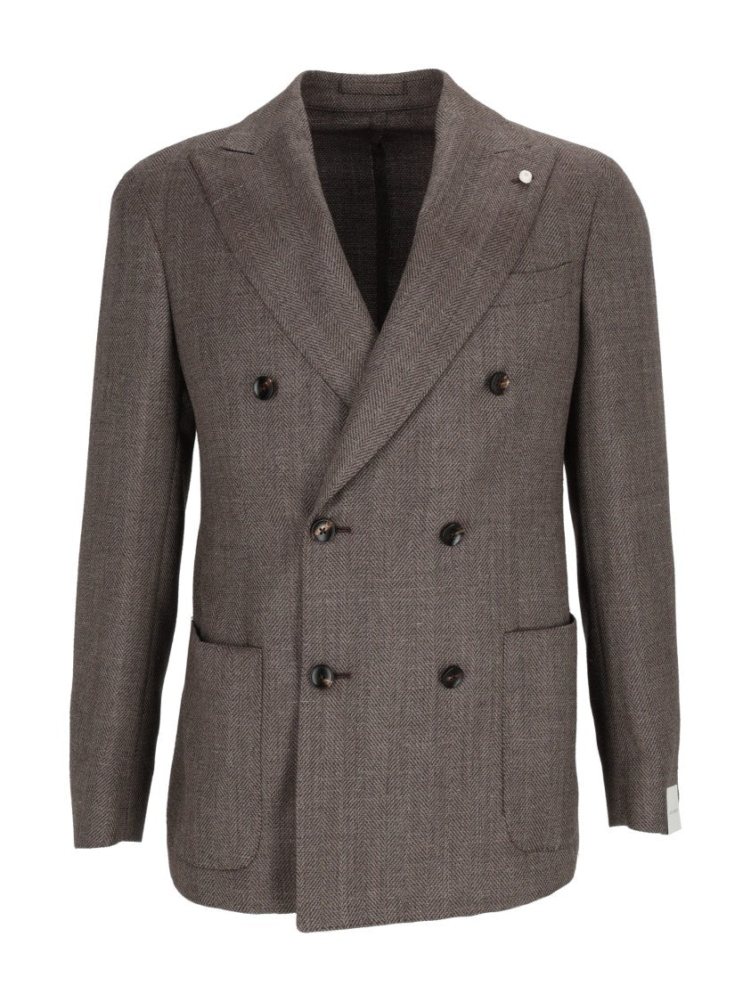 Luigi Bianchi Sartoria Drop 7 Herringbone Double-Breasted Blazer