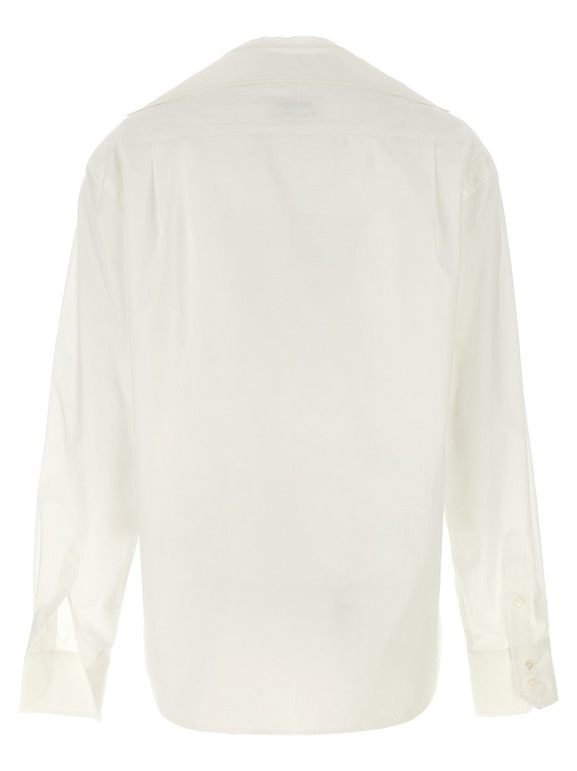 Mm6 By Maison Margiela V-Neck Cotton Shirt With Long Cuffed Sleeves