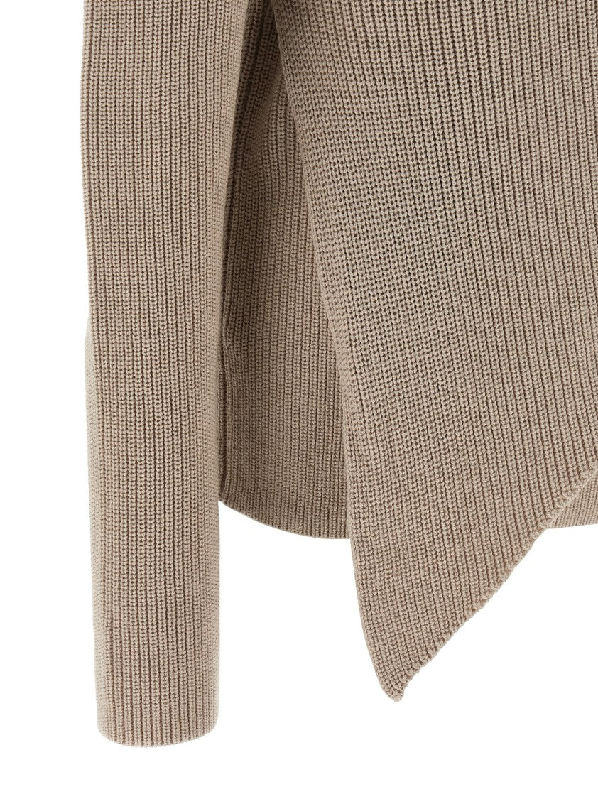 Entire Studios Ribbed Knit 'Wrap' Sweater With Scarf Detail