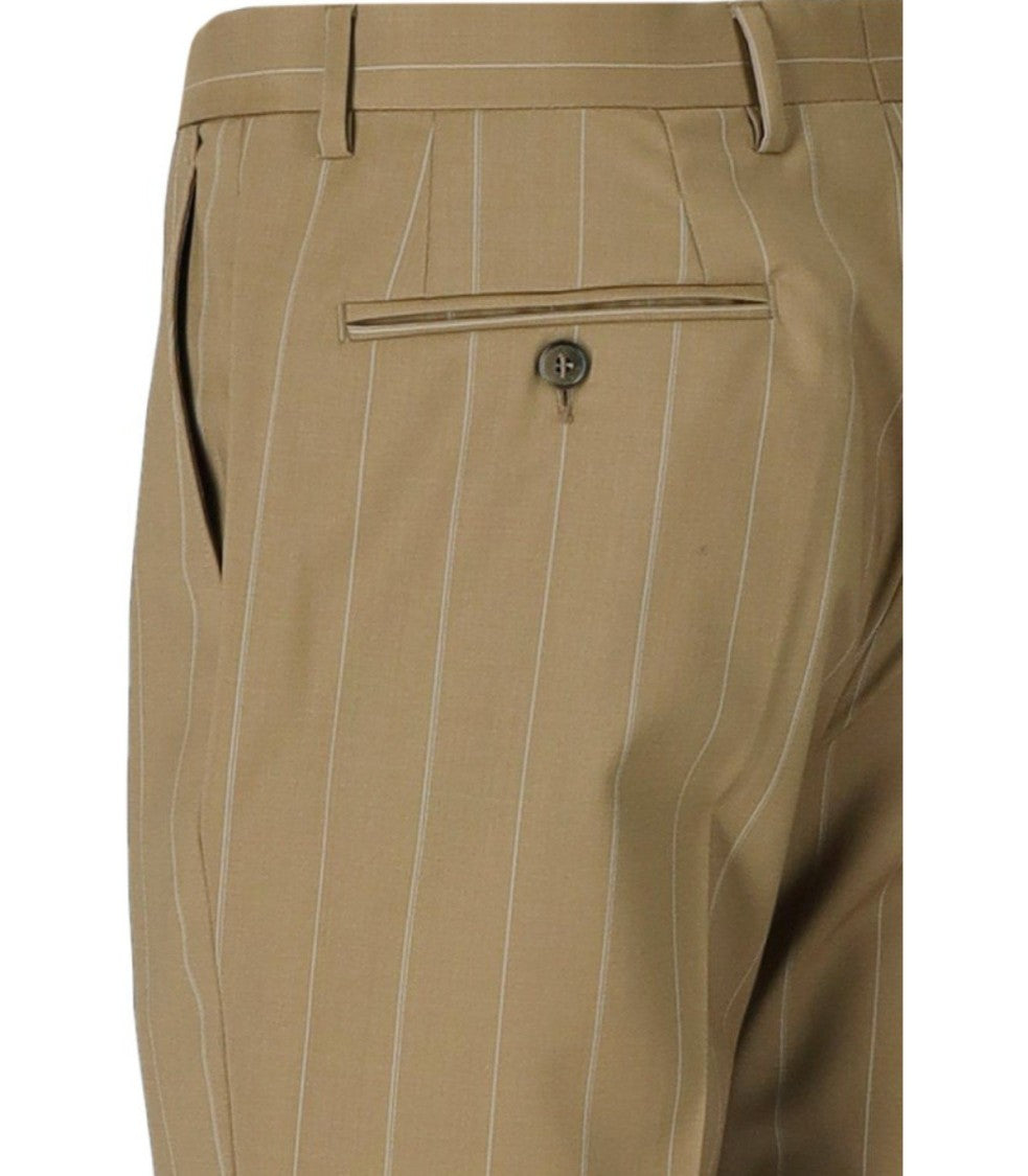 Manuel Ritz Beige Pinstripe Single-Breasted Suit