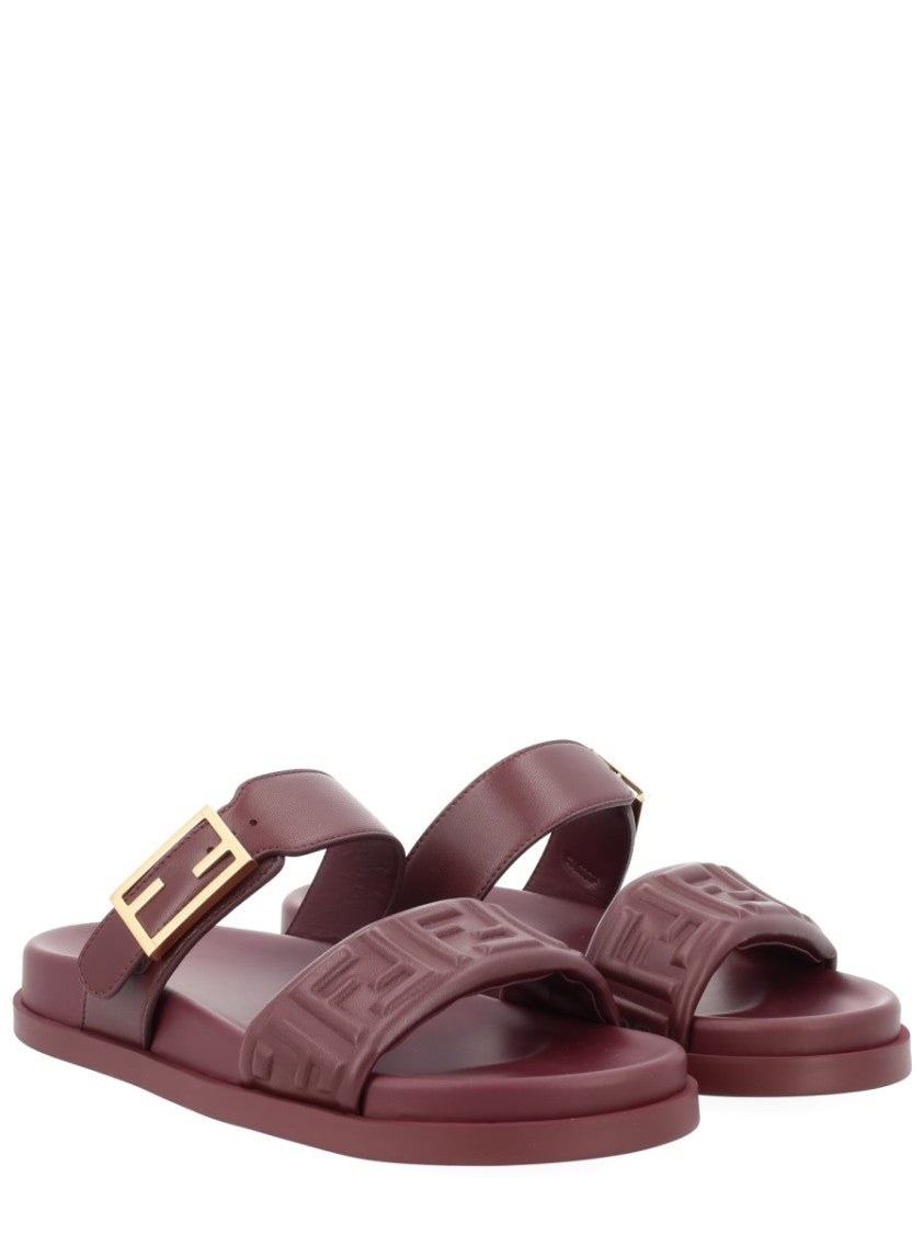 Fendi Fendi Feel Burgundy Leather Sandals