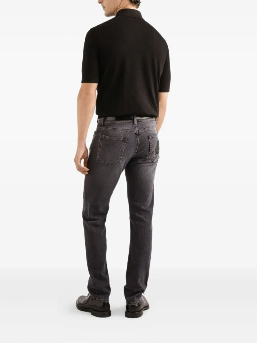 Dolce & Gabbana Black Logo Appliqué Polo Shirt