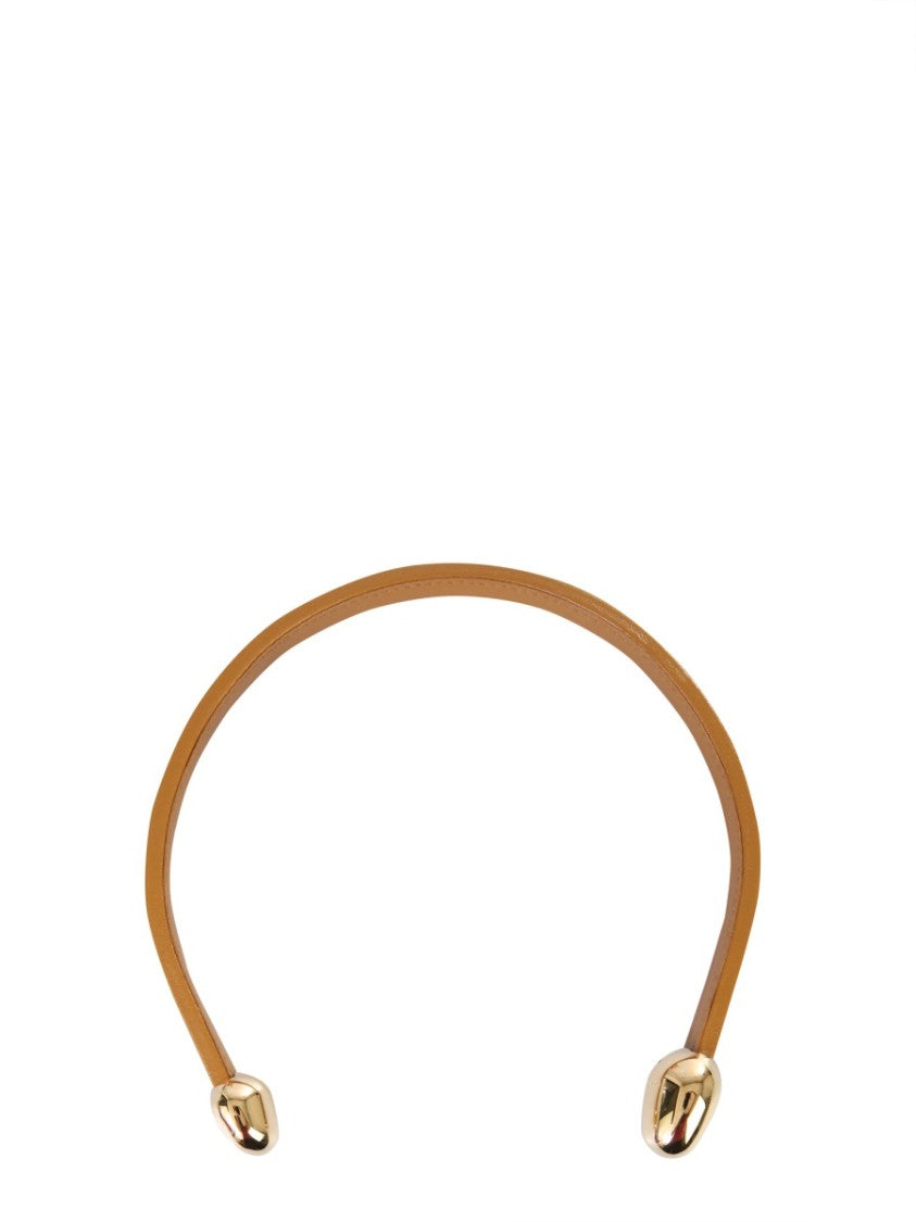 Bottega Veneta Brass-Accented Leather Necklace