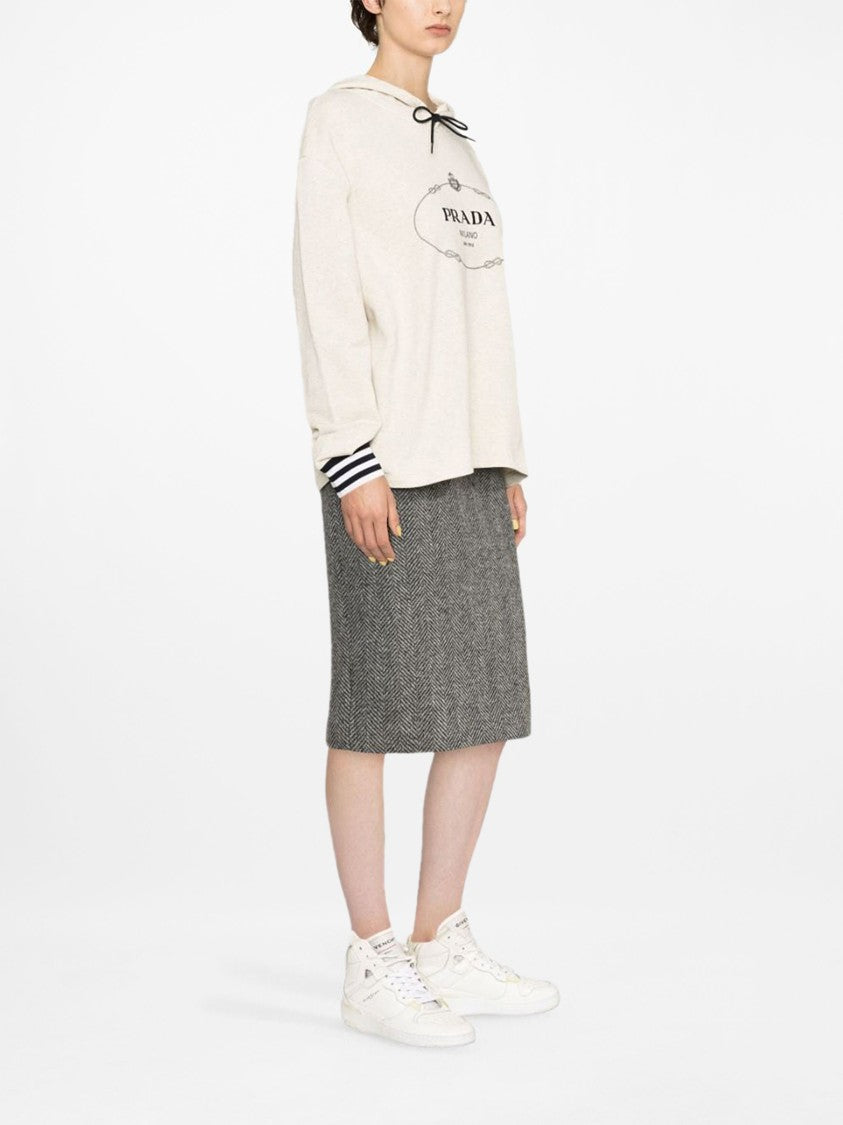Prada Relaxed Fit Hoodie With Signature Logo Print