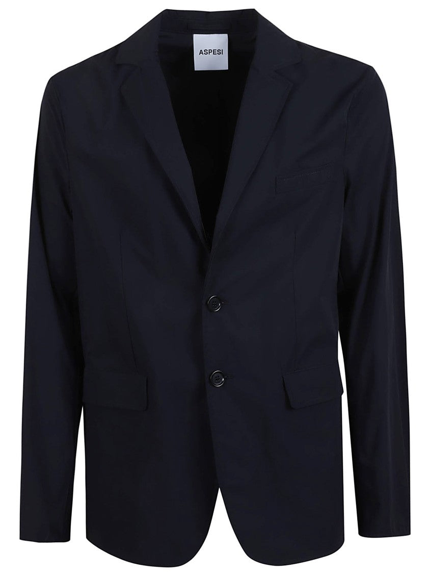 Aspesi Tailored Black Polyamide Jacket With Notched Lapel