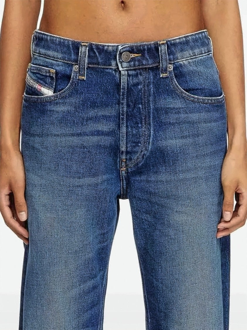 Diesel Medium Blue Regular Straight-Leg Jeans With Classic Five-Pocket Design