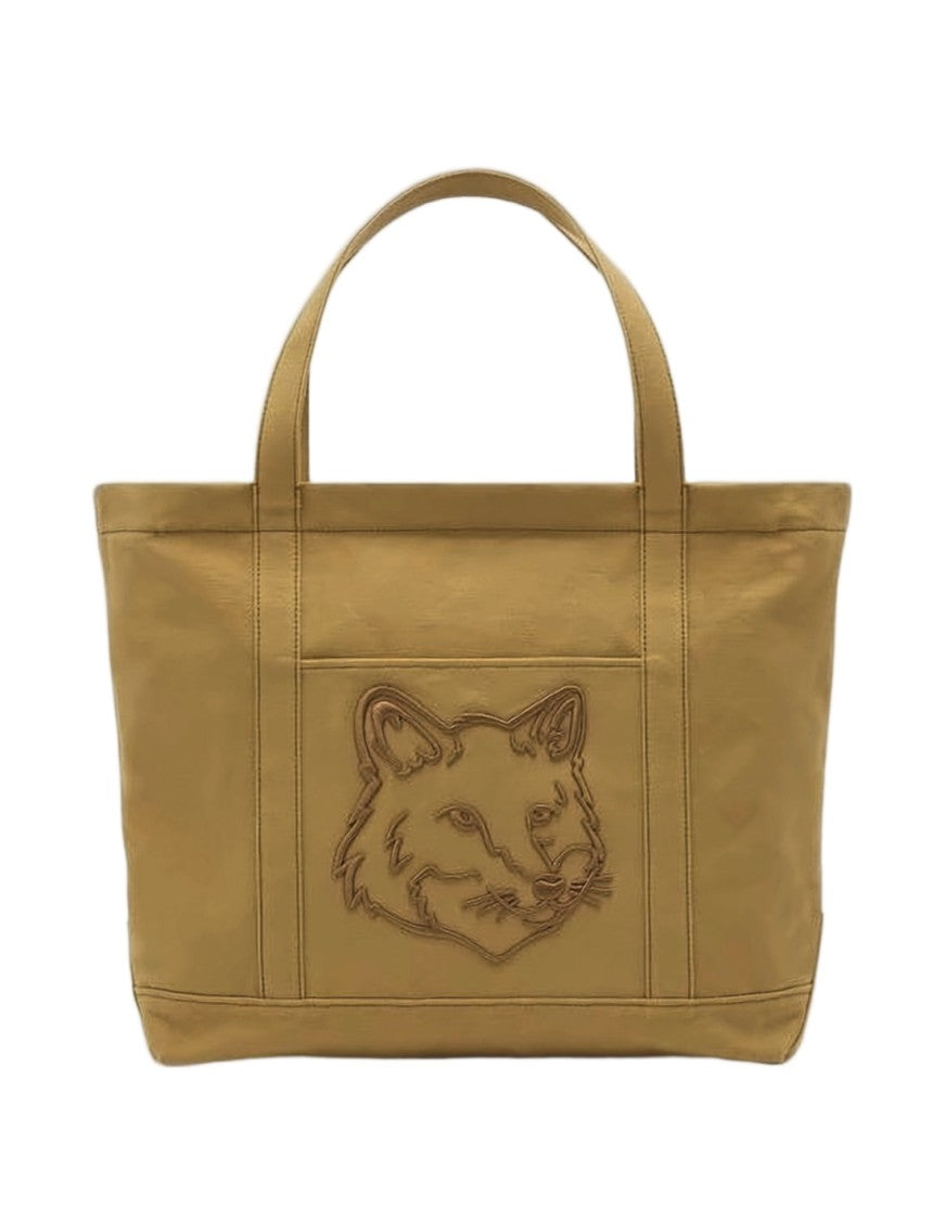Maison Kitsuné Structured Tote Bag With Embossed Fox Head Design
