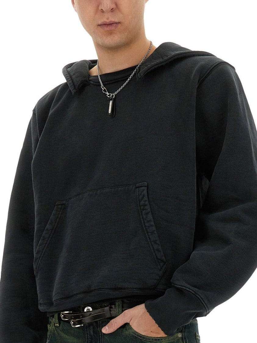 Our Legacy Boxy Cropped Hooded Sweatshirt With Kangaroo Pocket