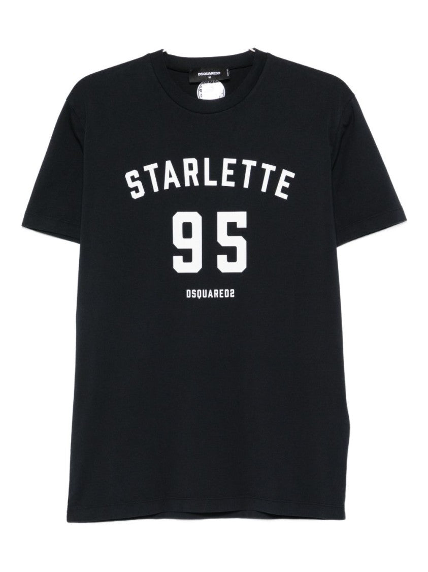 Dsquared2 Printed Black T-Shirt With Bold White Details