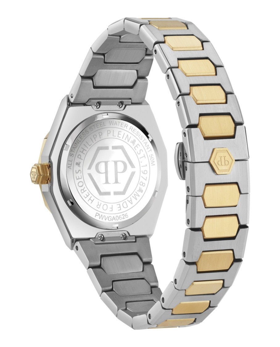 Philipp Plein Two-Tone Lady Crystal Watch With Multi-Guilloche Dial