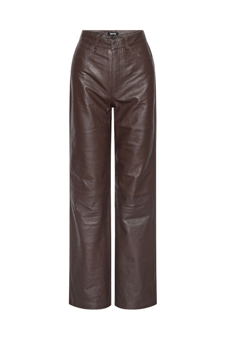 Rotate Brown Structured Cropped Wide-Leg Pants