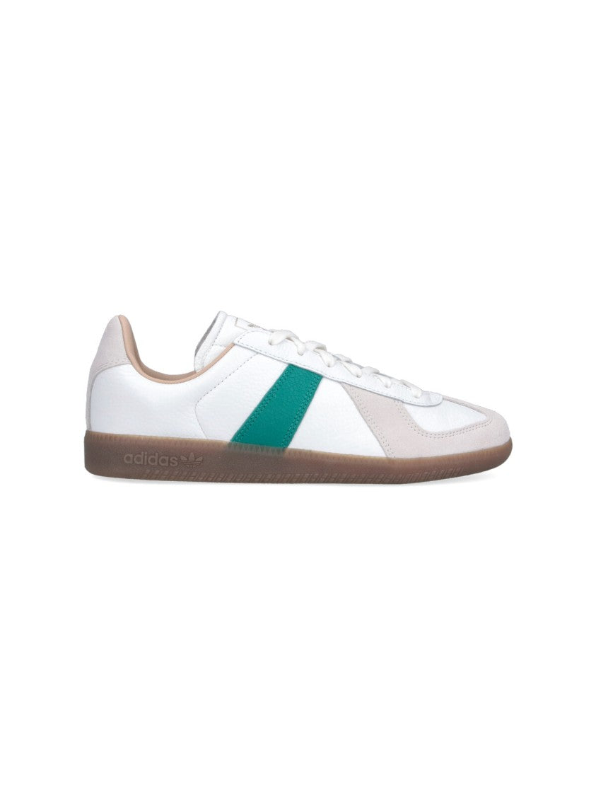 Adidas White Leather Green Stripe Low-Profile Sneakers