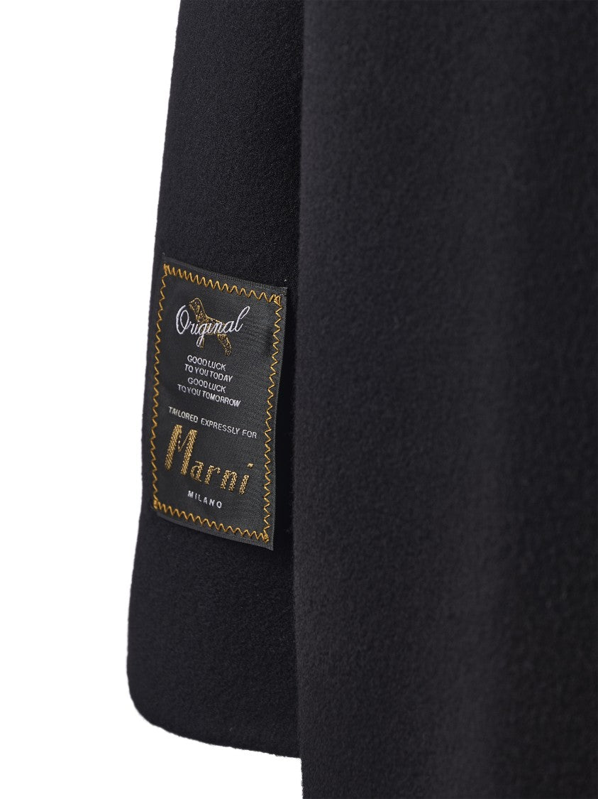 Marni Short Black Coat With Concealed Button Closure