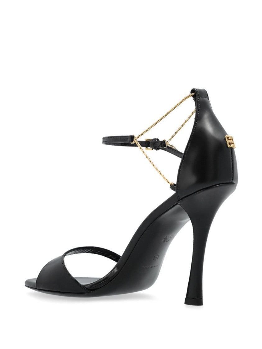 Givenchy Black Single Strap Chain Detail Sandals