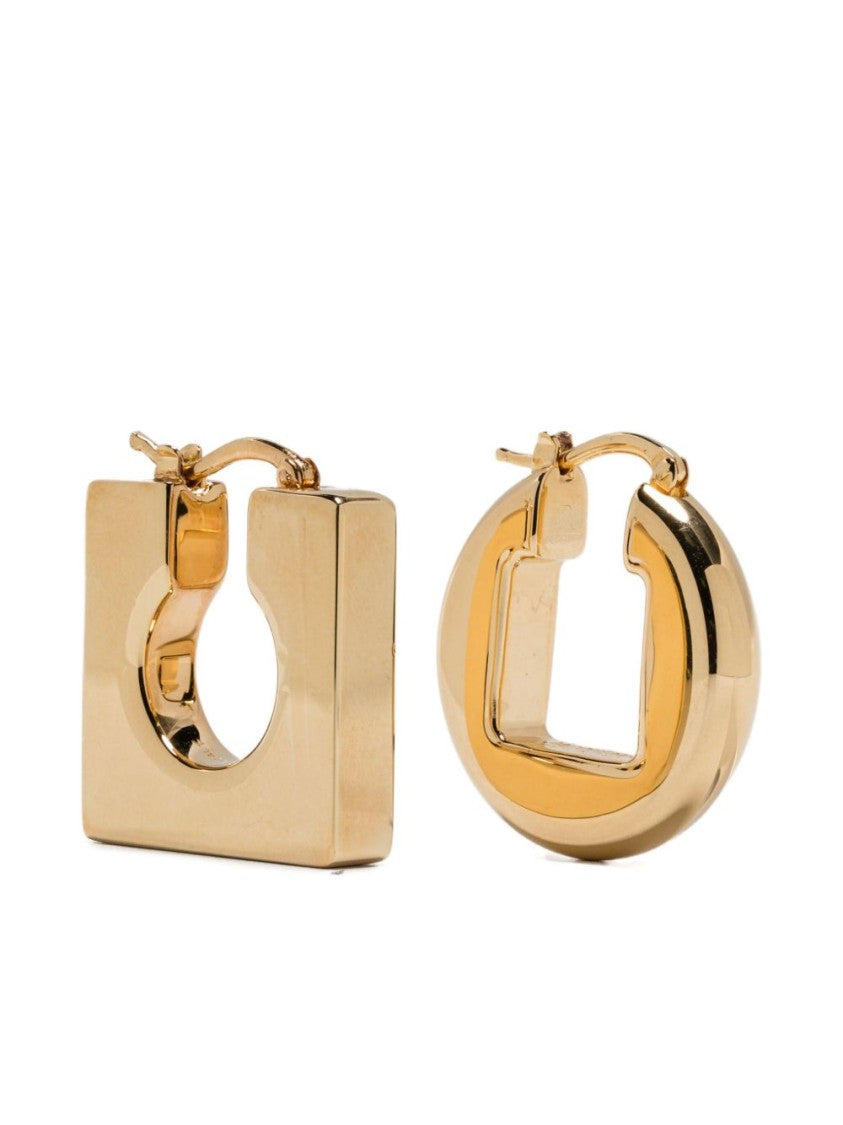 Jacquemus Asymmetrical Gold-Plated Hoop Earrings