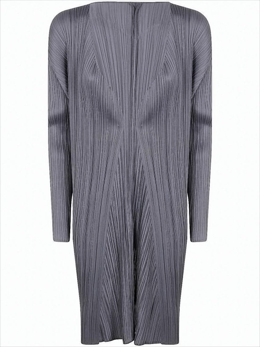 Pleats Please Pleated Textured Cardigan With Sculptural Design