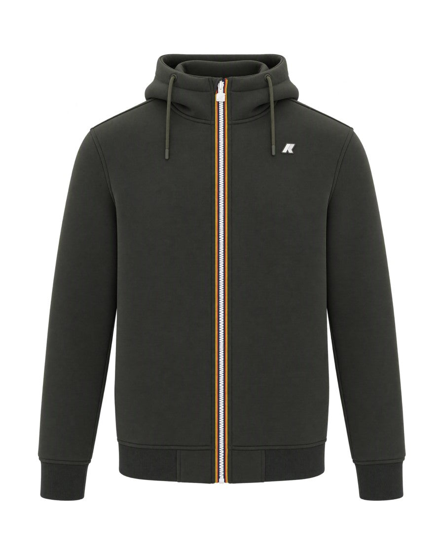 K-Way Lightweight Scuba Fabric Jacket With Adjustable Hood And Ribbed Cuffs