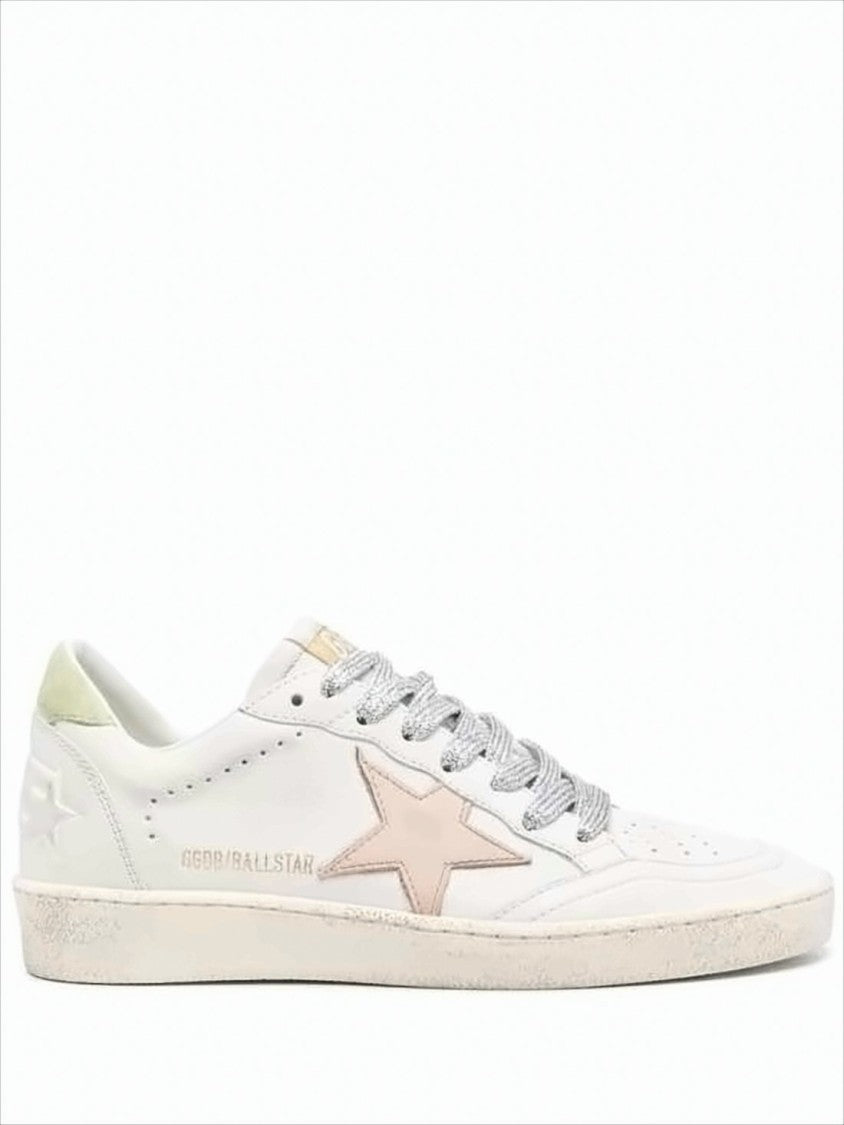 Golden Goose Low-Top Sneakers With Distressed Leather And Glitter Laces