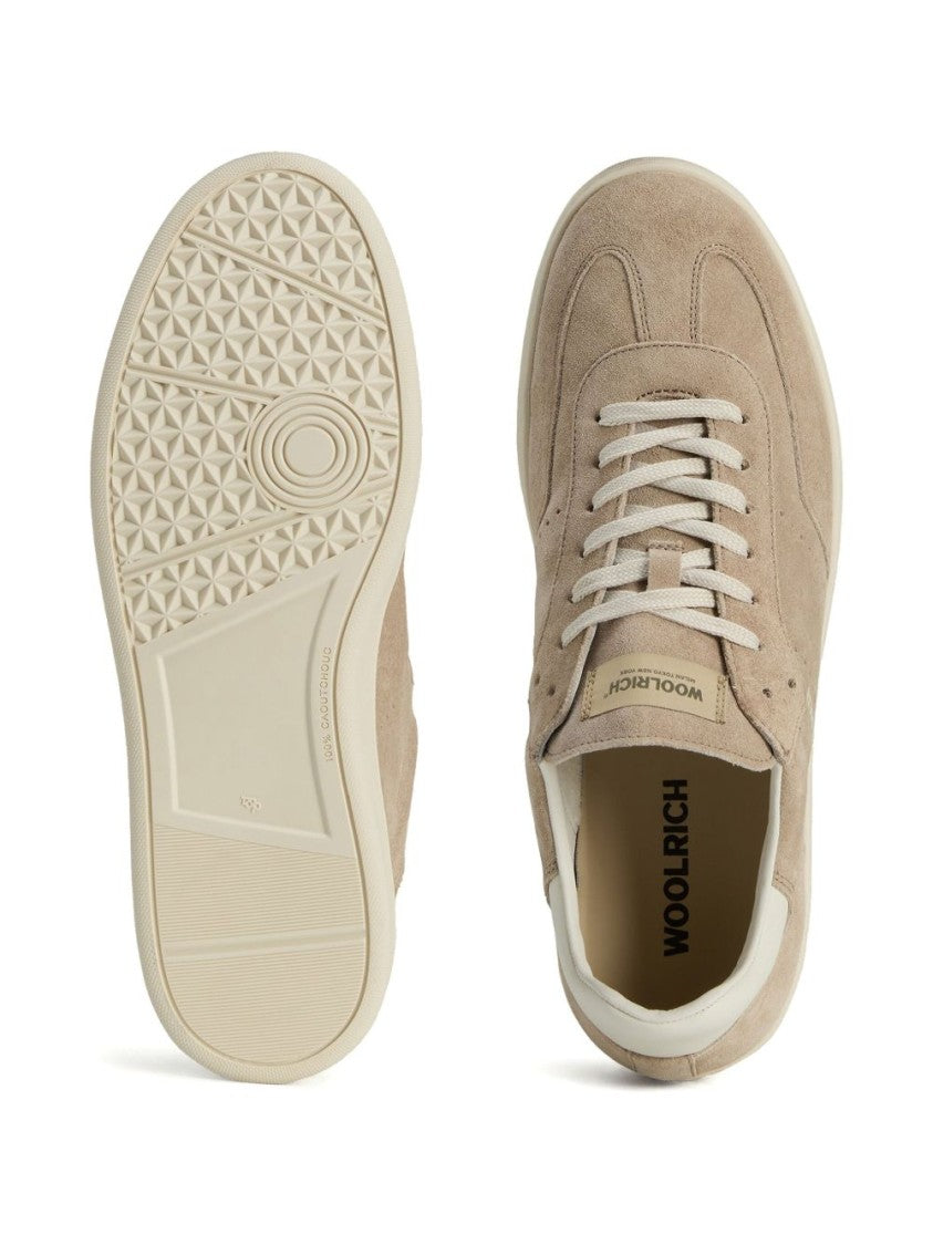 Woolrich Beige Suede Sneakers With Contrasting Heel