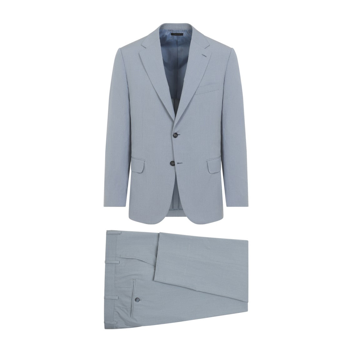 Brioni Tailored Blue Cotton-Silk Blend Suit With Notch Lapel
