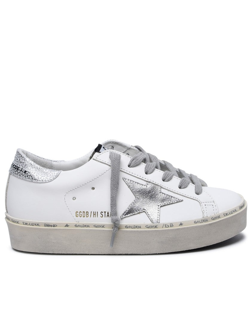Golden Goose Hi Star Sneakers In White Leather