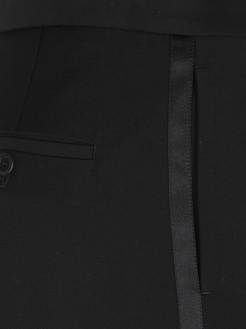 Balenciaga Wool Trousers With Satin Stripe And Hidden Closure