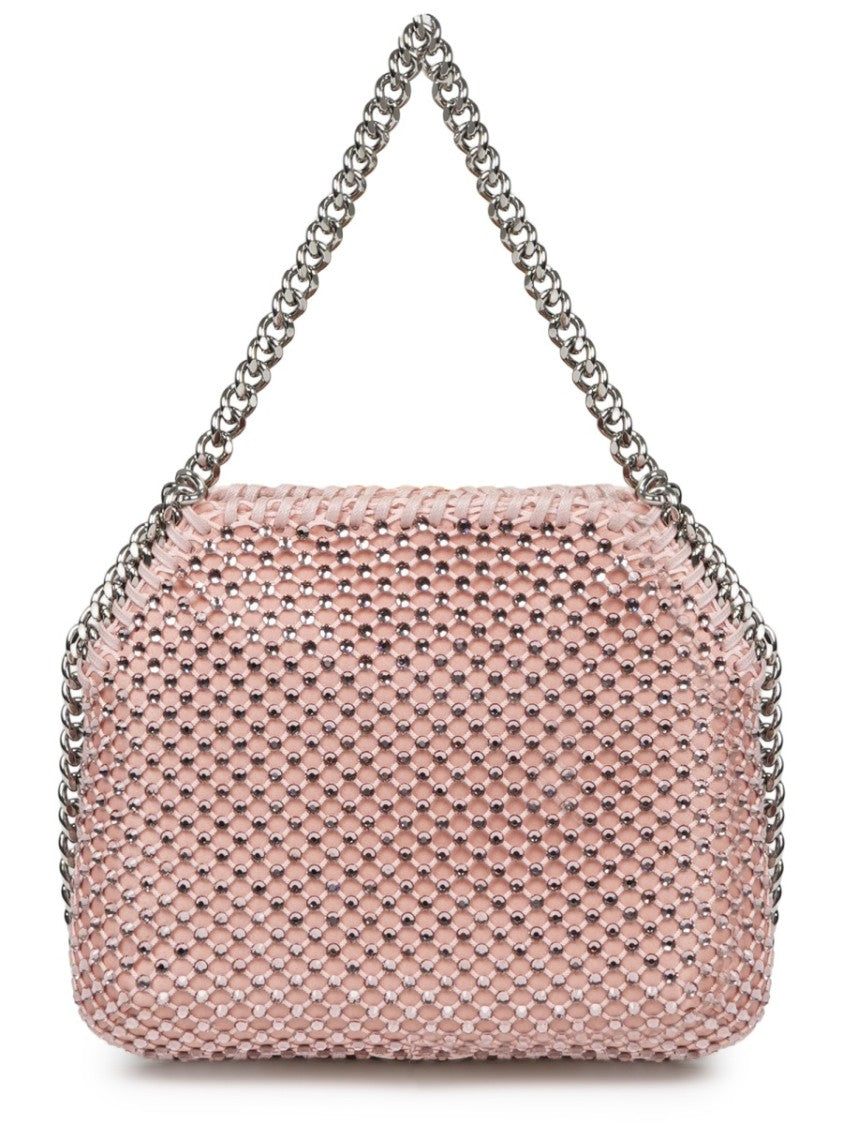 Stella Mccartney Woven Polyamide Shoulder Bag With Silver Chain Accents