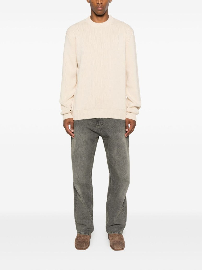 Golden Goose Gray Relaxed-Fit Knit Sweater With Ribbed Detailing
