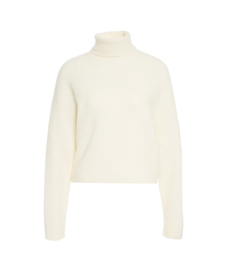 Crush Cropped Cashmere Turtleneck Sweater With Oversized Silhouette