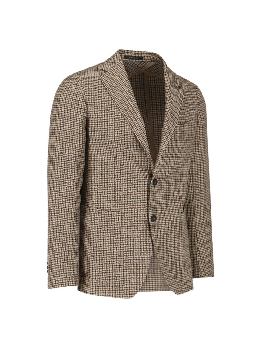 Tagliatore Brown Houndstooth Blazer