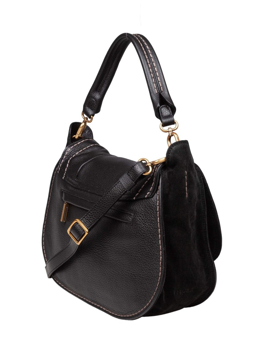 Visona Soft Leather Shoulder Bag, Black