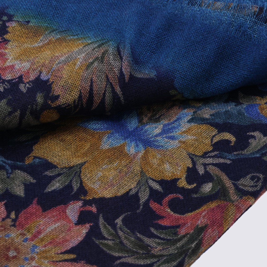 Etro Floral Pattern Lightweight Scarf With Fringed Edges