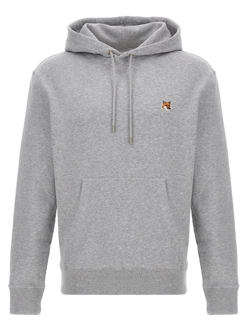 Maison Kitsuné Classic Heather Grey Hoodie With Embroidered Fox Logo