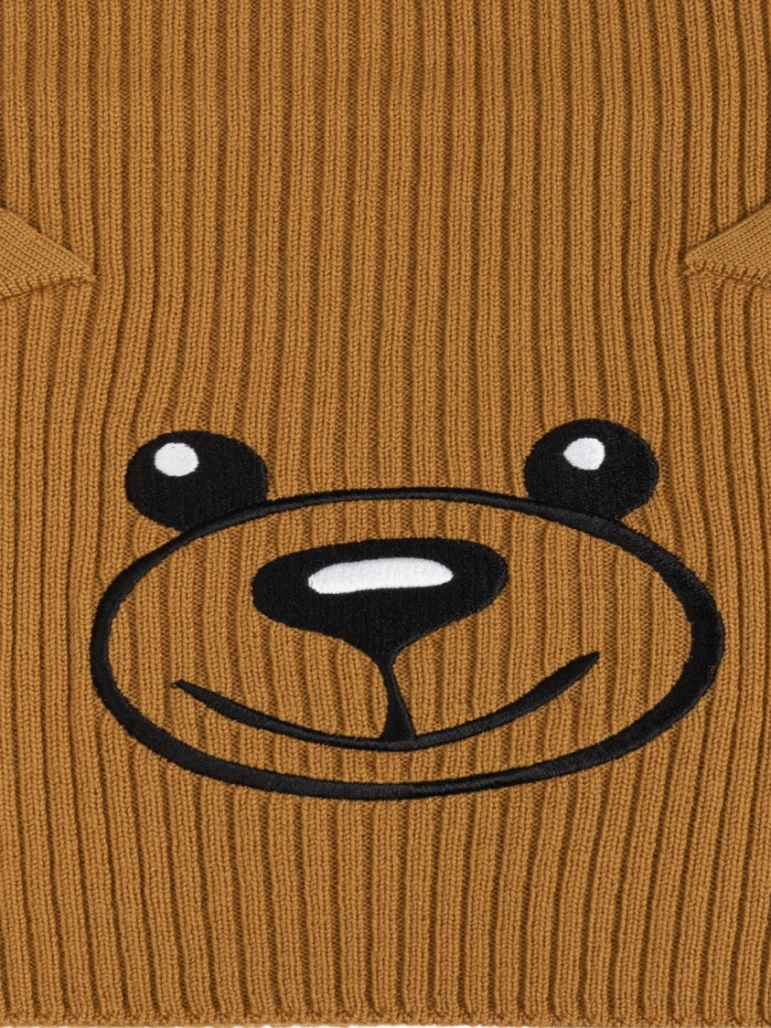 Moschino Teddy Bear Embroidered Knitted Scarf