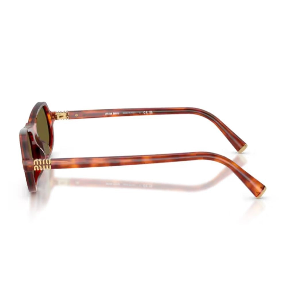 Miu Miu Sculpted Cognac Havana Sunglasses With Retro Flair