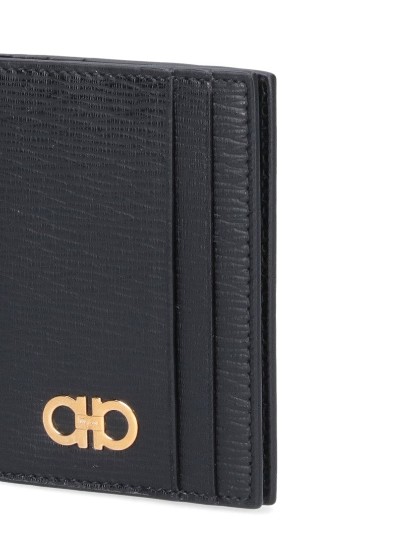 Ferragamo Gancini' Bi-Fold Wallet – Black