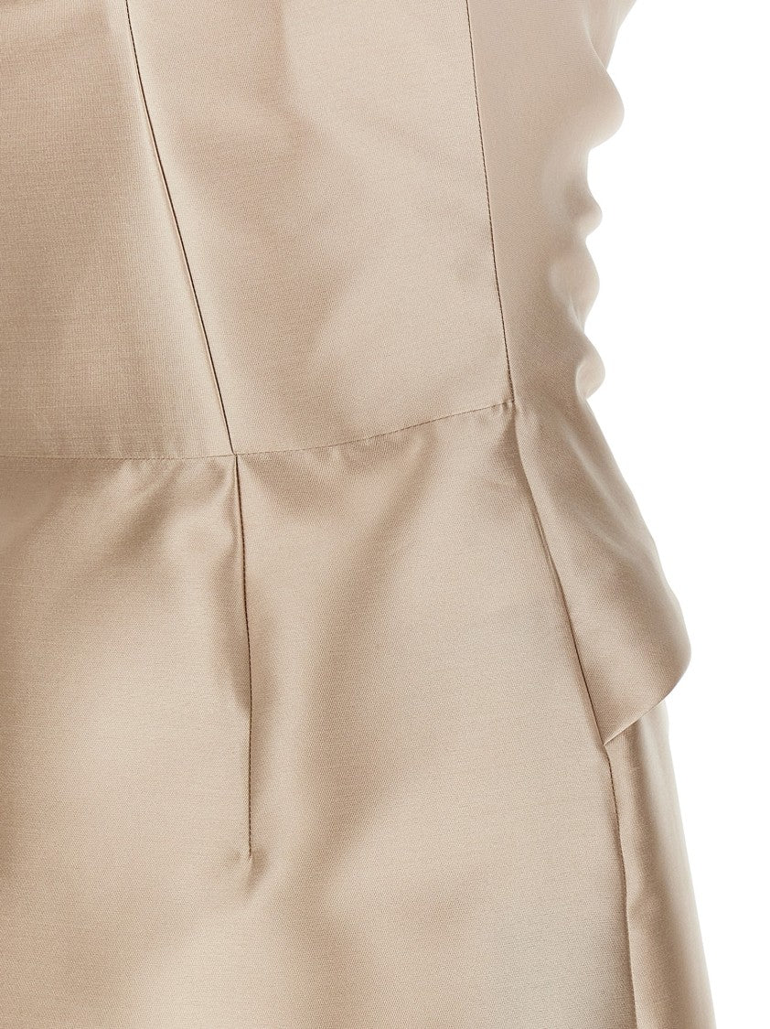 Alberta Ferretti Mikado Longuette Dress With Front Draping