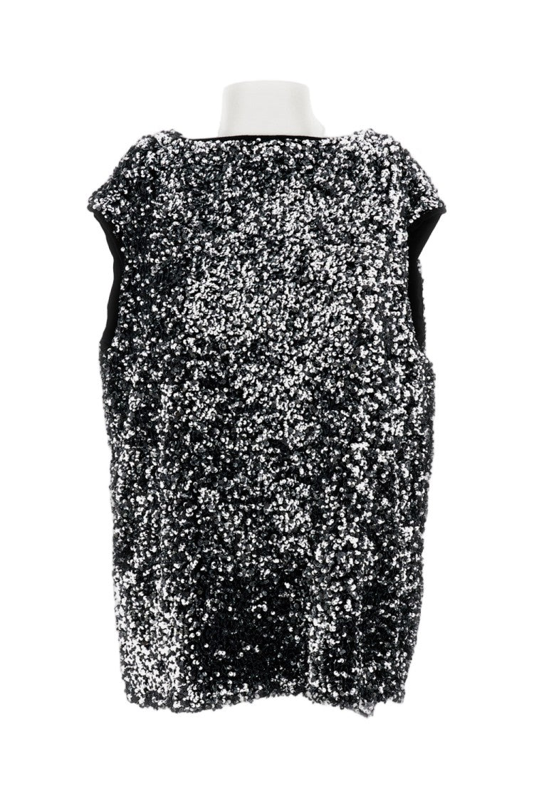 Junya Watanabe Oversized Sleeveless Top With Silver Sequin Detail