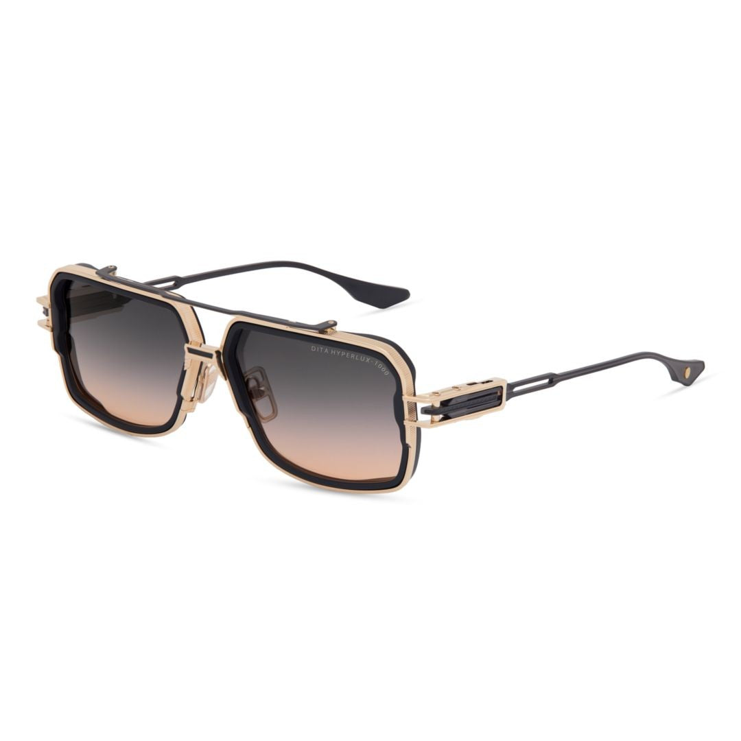 Dita Hyperlux-1000 Geometric Square Frame Sunglasses With Gold-Tone Metal Structure