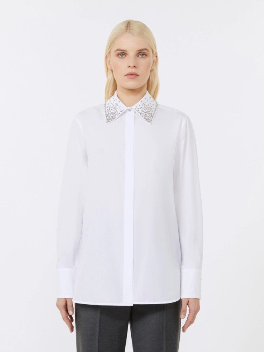 Max Mara Optical White Silk Blend Shirt