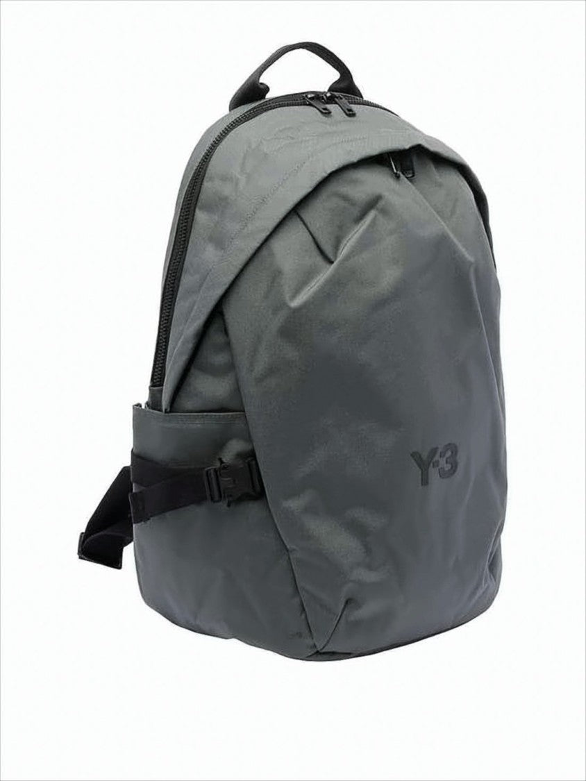 Y-3 Rounded Grey Polyamide Backpack With Subtle Logo