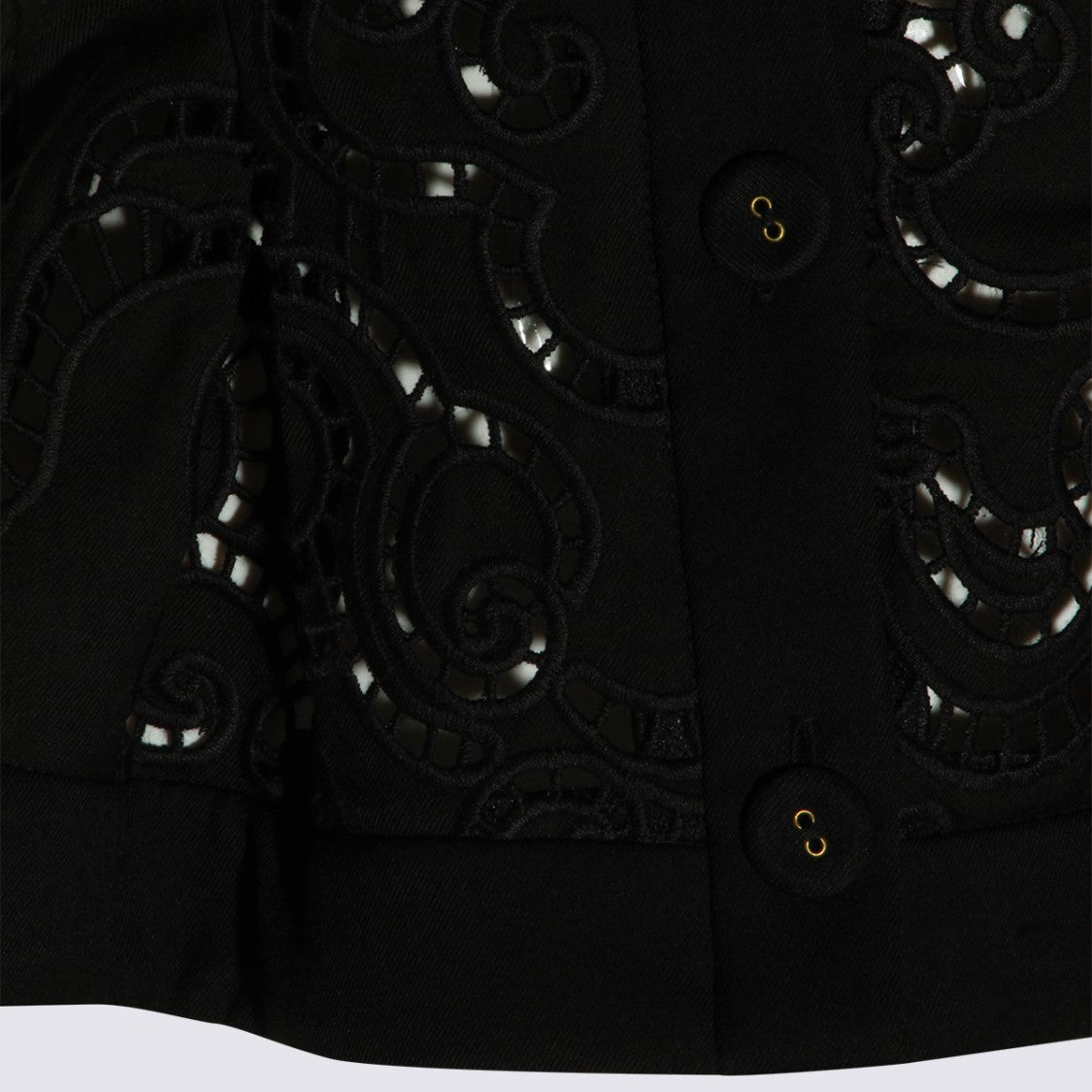 Nissa Fitted Black Tops With Lace Cutouts And V-Neckline