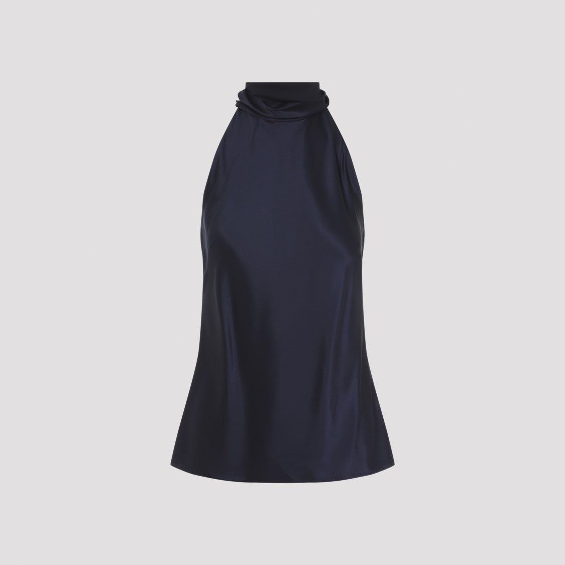 Polo Ralph Lauren Navy Blue Mulberry Silk Halter-Neck Blouse