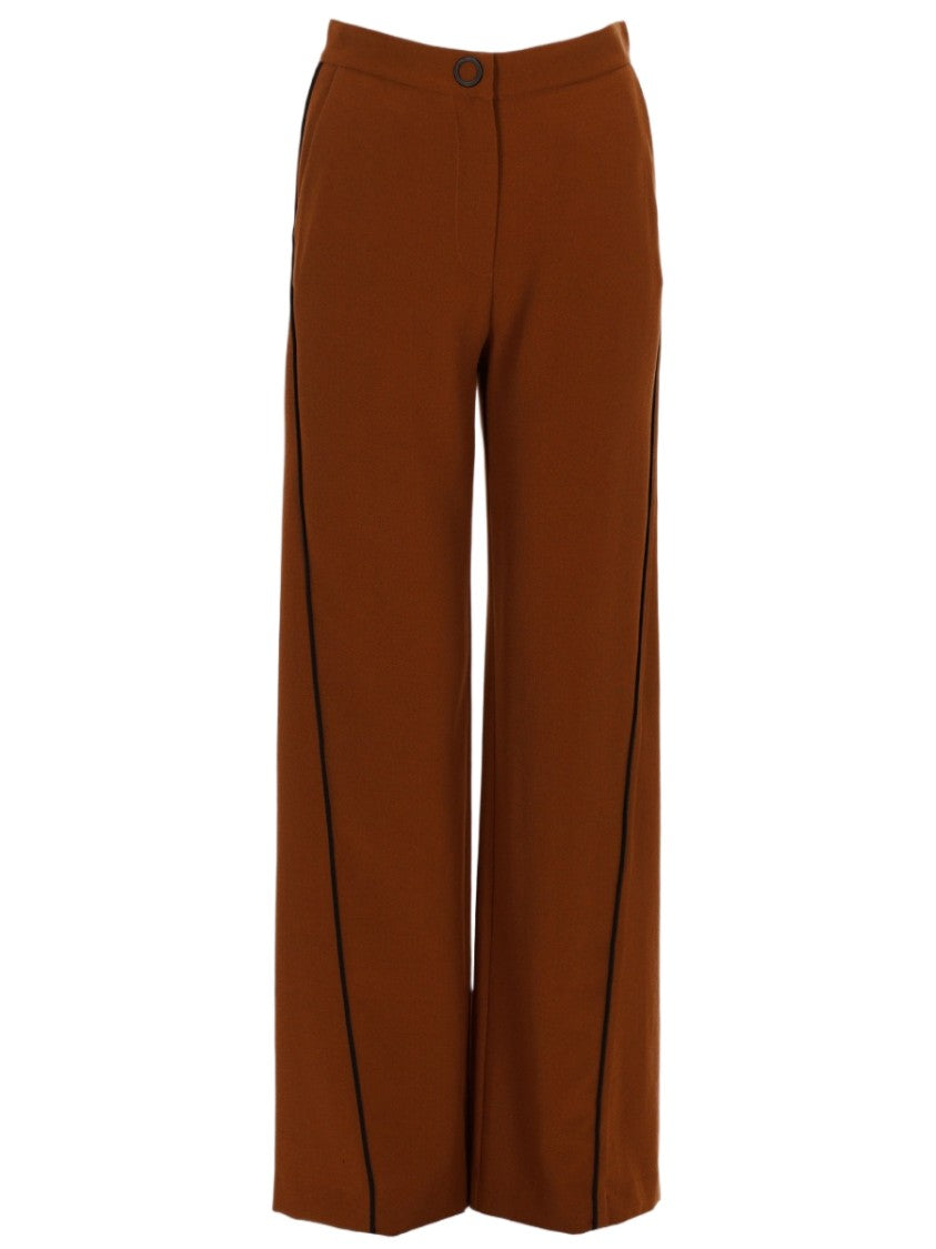 Se-Ta Wide-Leg Trousers With High Waist And Piping Detail