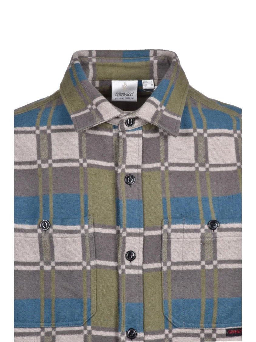 Gramicci Straight Flannel Shirt With Classic Collar And Button-Down Front