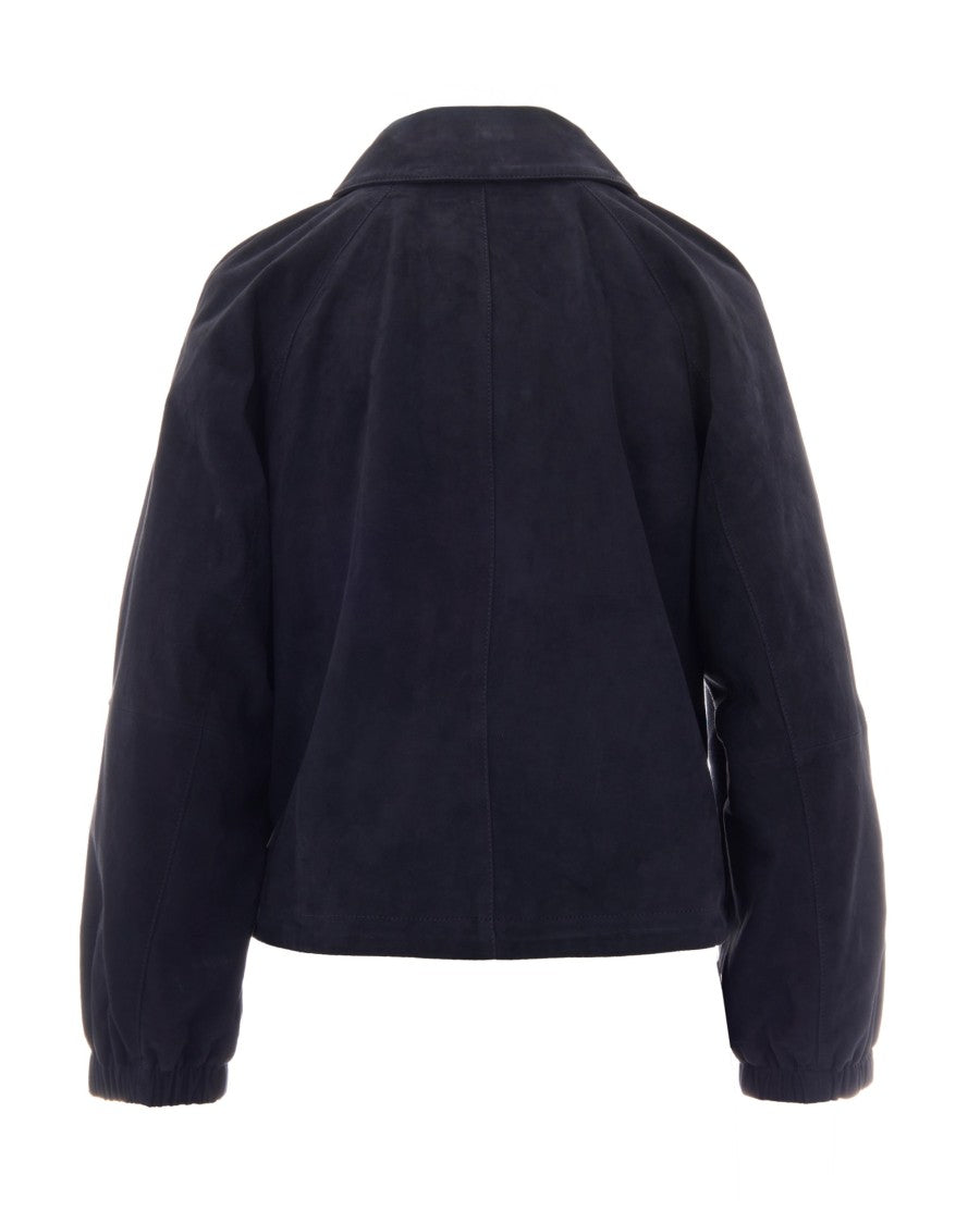 Max Mara Soft Suede Shirt Collar Raglan Sleeve Jacket