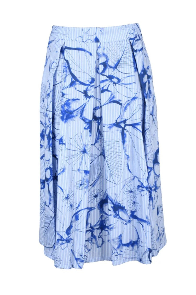 Vicario Cinque Cotton Skirt - Sky Blue/White