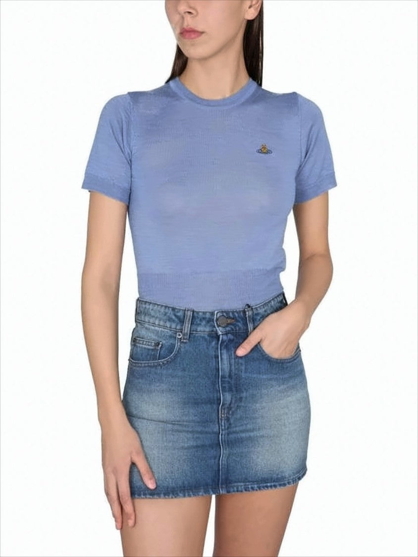 Vivienne Westwood Fitted Short-Sleeve Knit Sweater With Ribbed Hem